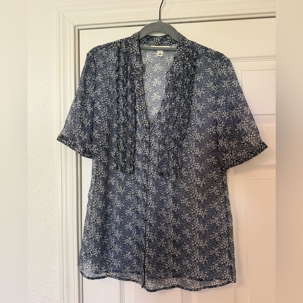 Banana Republic Navy Floral Blouse